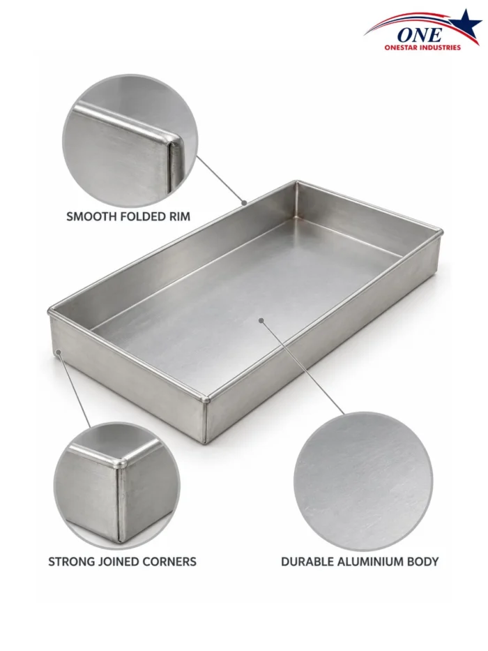 Rectangular Cake Tray | Aluminium & Steel | 2 & 2.5 Inch Height