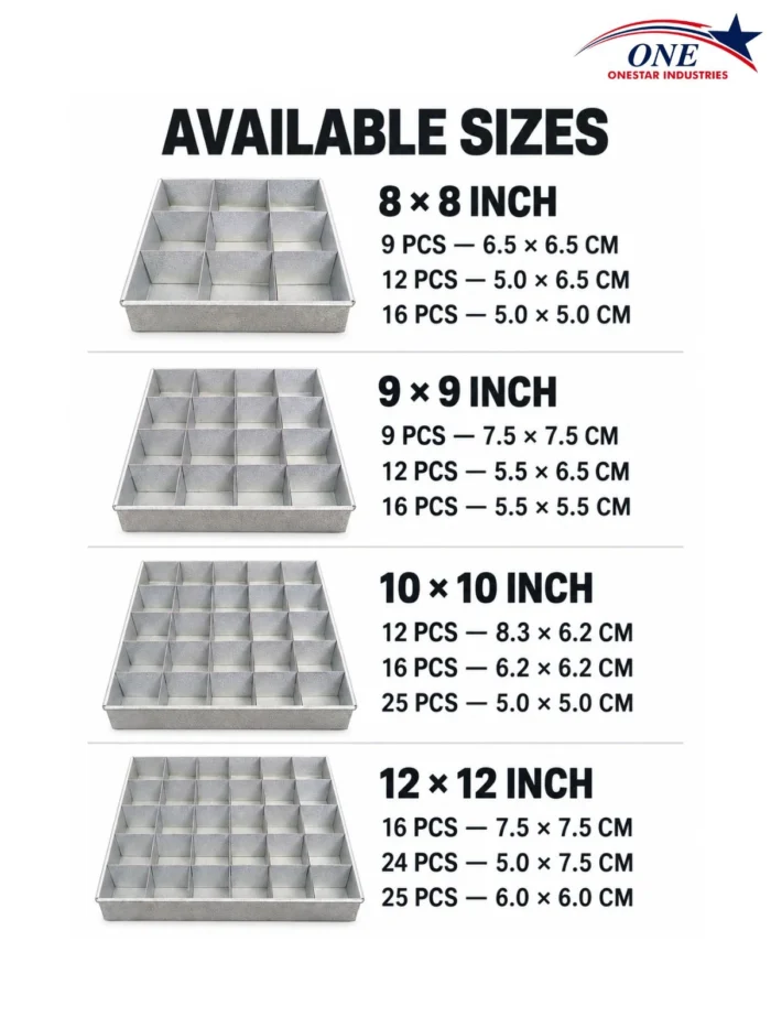 Brownie Cutter with Tray | Aluminium | 8×8, 9×9, 10×10 & 12×12 Inch