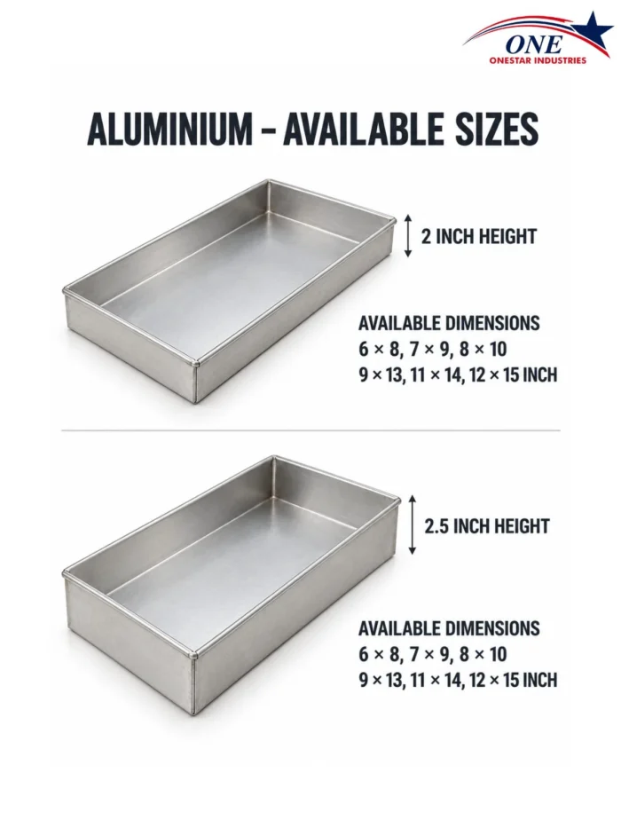 Rectangular Cake Tray | Aluminium & Steel | 2 & 2.5 Inch Height