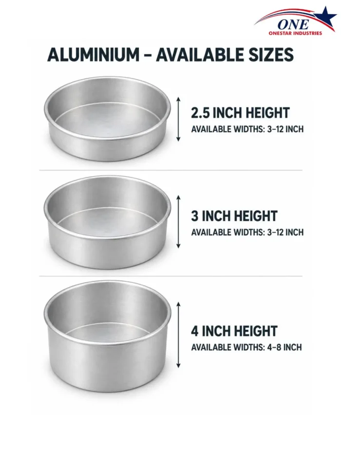 Round Cake Tins | Aluminium & Steel | 2.5, 3 & 4 Inch Height