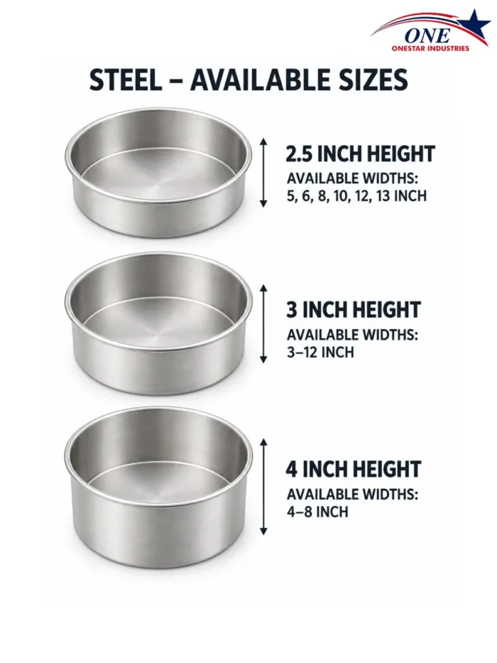 Round Cake Tins | Aluminium & Steel | 2.5, 3 & 4 Inch Height